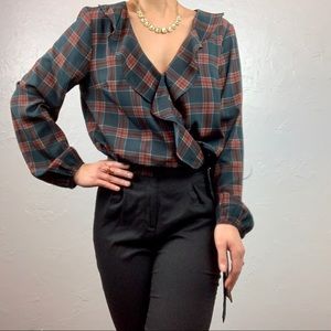 Nordstrom Rack: Lumiere Plaid wrap Blouse sz Med